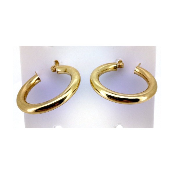 Pendientes aros lisos de oro 18k